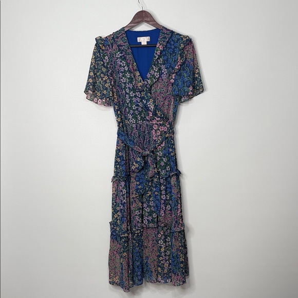 Rachel Parcell Floral V-Neck Ruffle Dress Size 6 - Picture 2 of 12